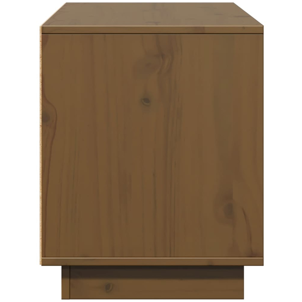 vidaXL 2 Door Single Shelf Honey Brown Solid Pine Wood TV Cabinet Image 7