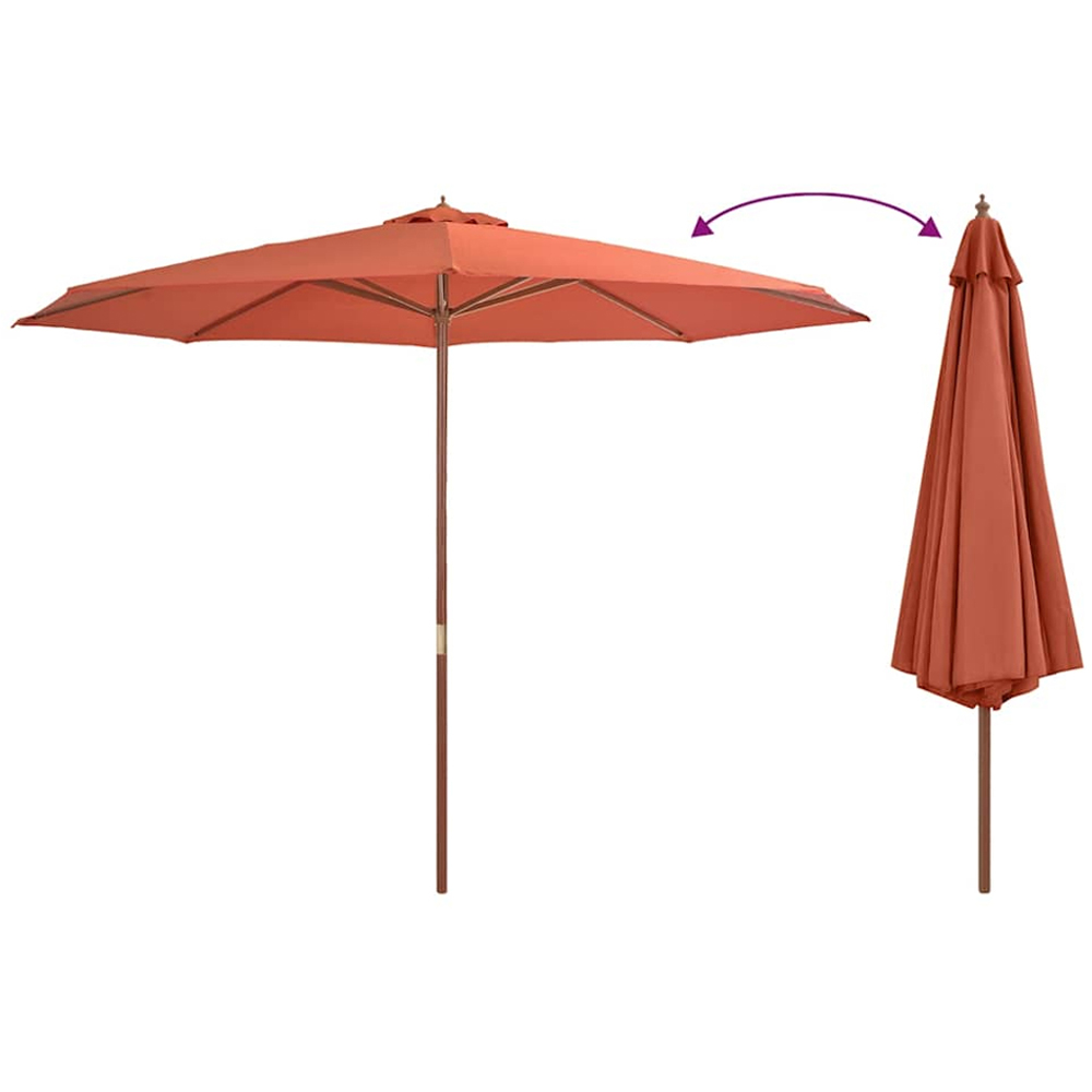 vidaXL Brown Garden Parasol with Wooden Pole 3.5m Image 3