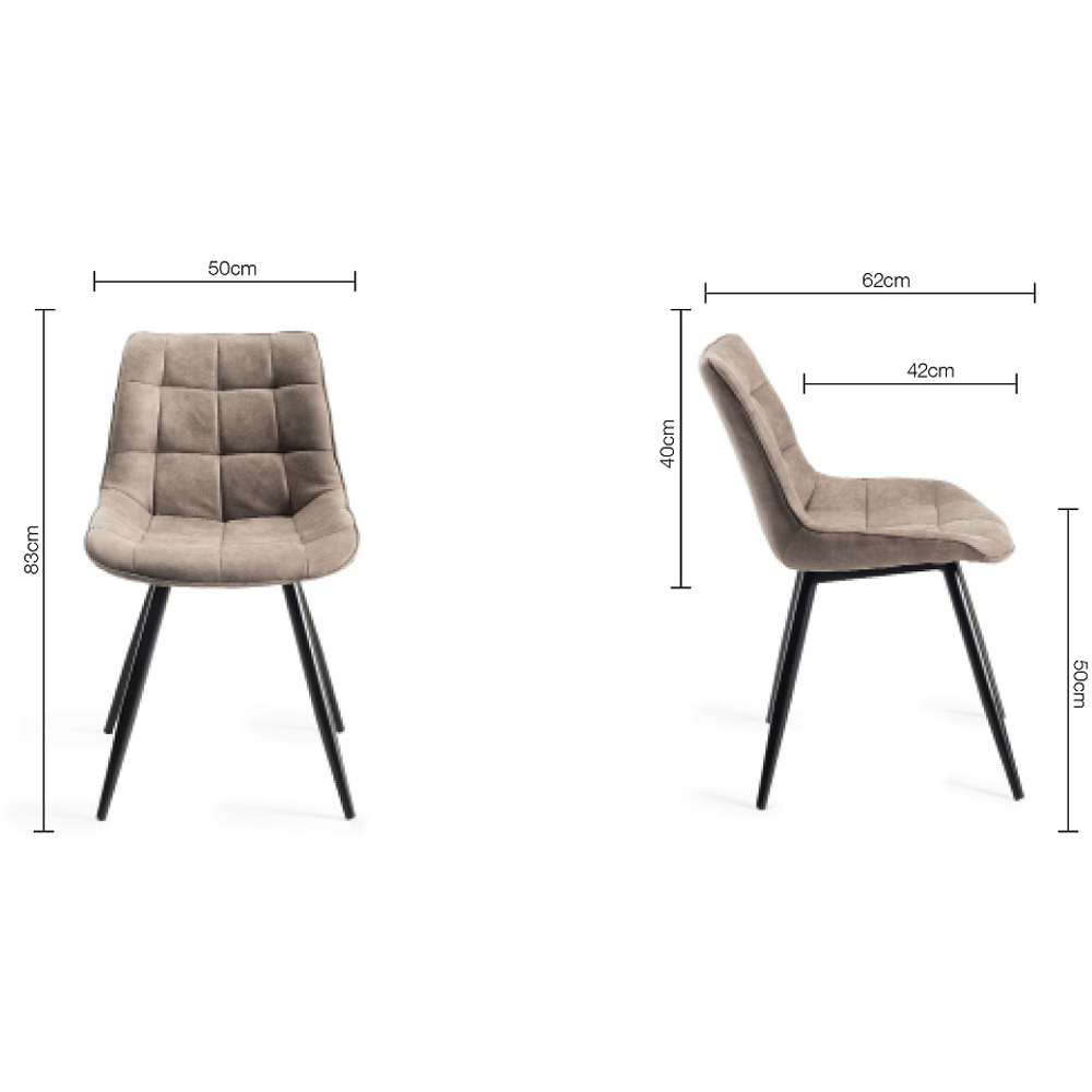 Bentley Designs Seurat Set of 2 Tan Faux Suede Fabric Upholstered Chair Image 7