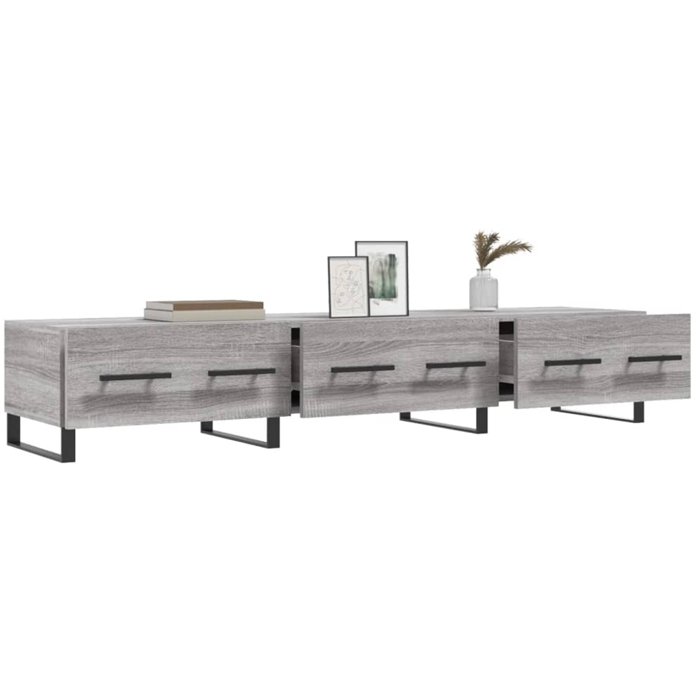 vidaXL 3 Drawer Grey Sonoma Wide TV Cabinet Image 4