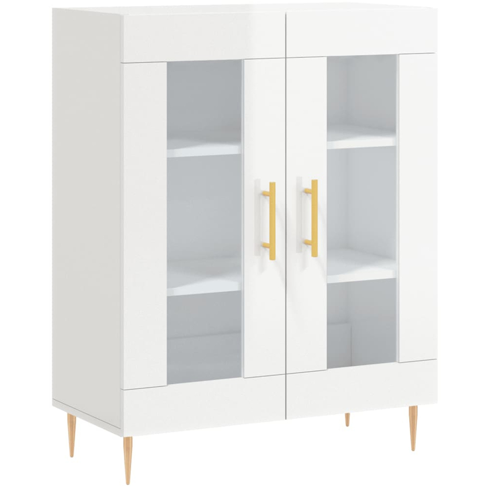 vidaXL 2 Glass Door High Gloss White Sideboard Image 2