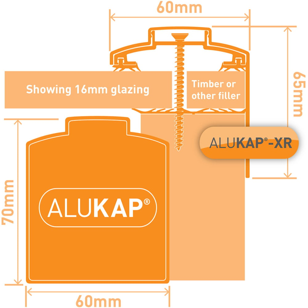 Alukap-XR 60mm White Glazing Bar System 4.8m with 55mm Slot Fit Rafter Gasket Image 4