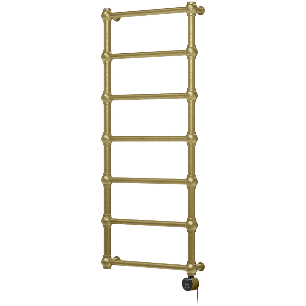 Terma Retro Brushed Brass Electric Towel Rail with VEO Element Controller 1170 x 504mm Image 1
