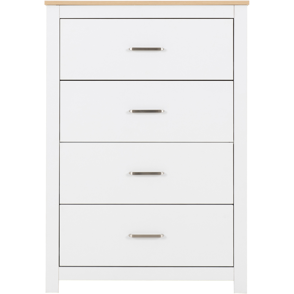 Seconique Portland 4 Drawer White and Oak Effect Chest of Drawers Image 4