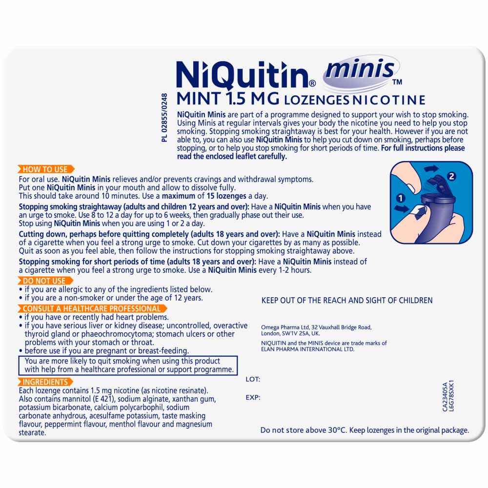 NiQuitin Mini Mint 1.5mg Lozenges 100 pack Image 3