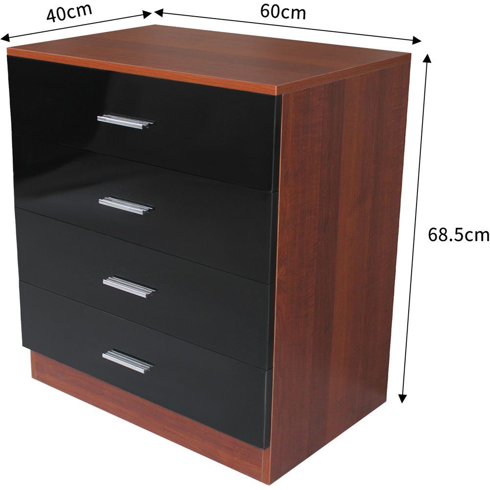 Brooklyn 4 Drawer Walnut and Black High Gloss Chest of Drawers Image 4