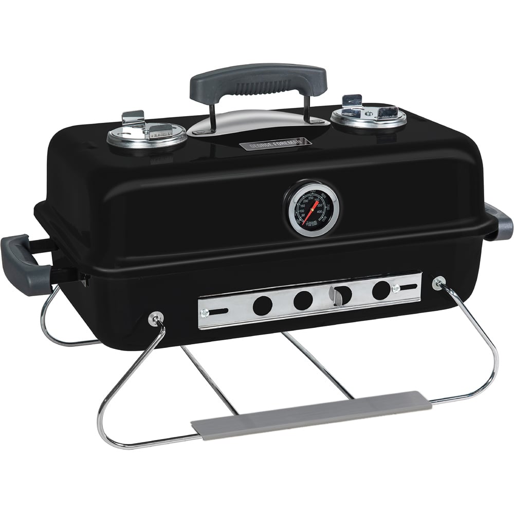 George Foreman Black Portable Charcoal BBQ Image 1