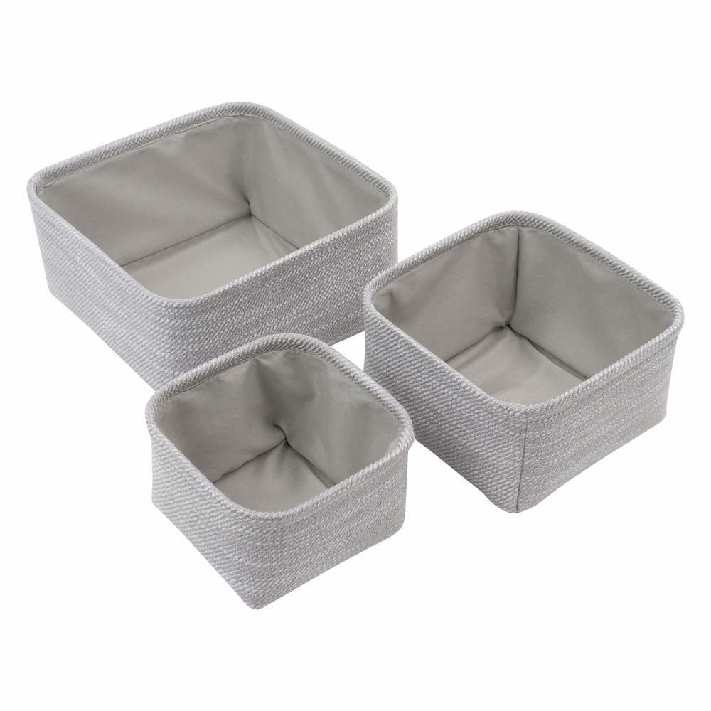 JVL Serena Light Grey Square Storage Basket 3 Pack Image 4