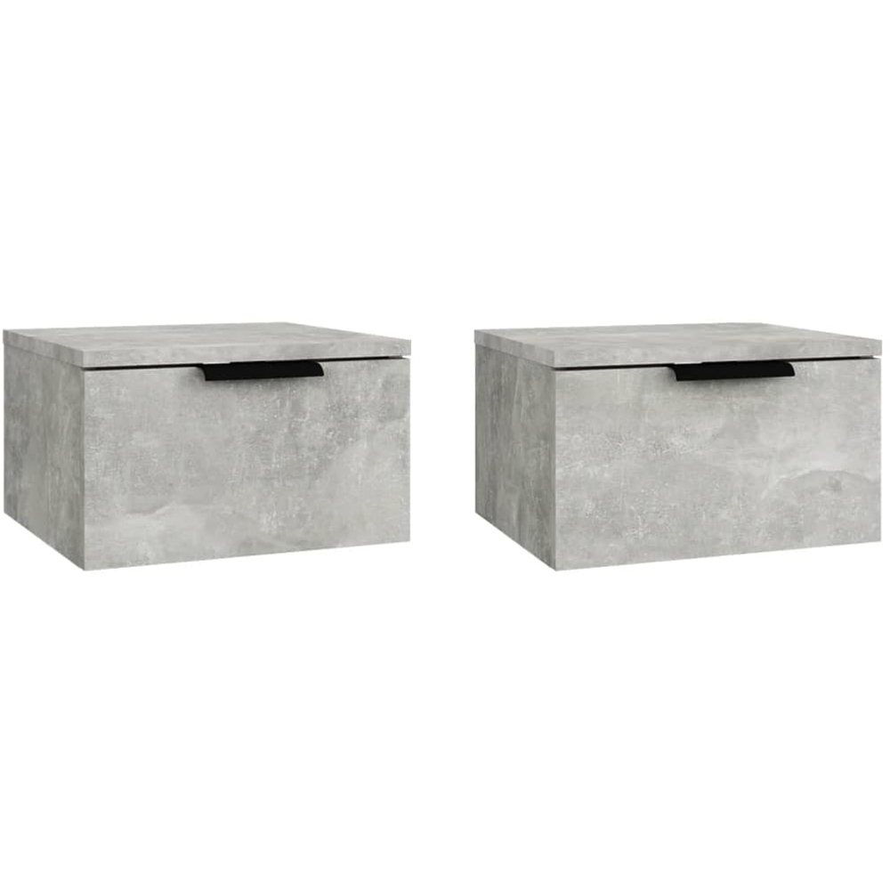 vidaXL Set of 2 Concrete Grey Wall Mounted Bedside Cabinet Image 2