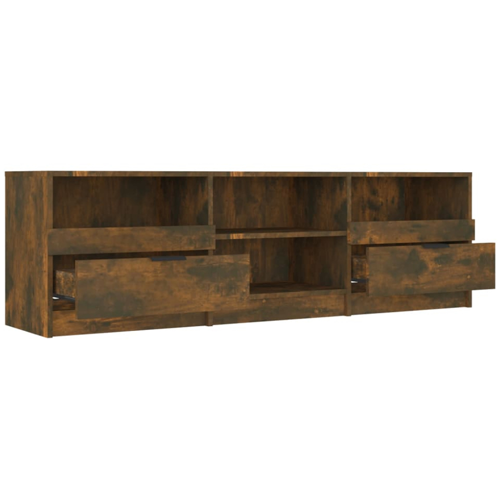 vidaXL 2 Drawer 4 Shelf Smoked Oak TV Cabinet Image 5