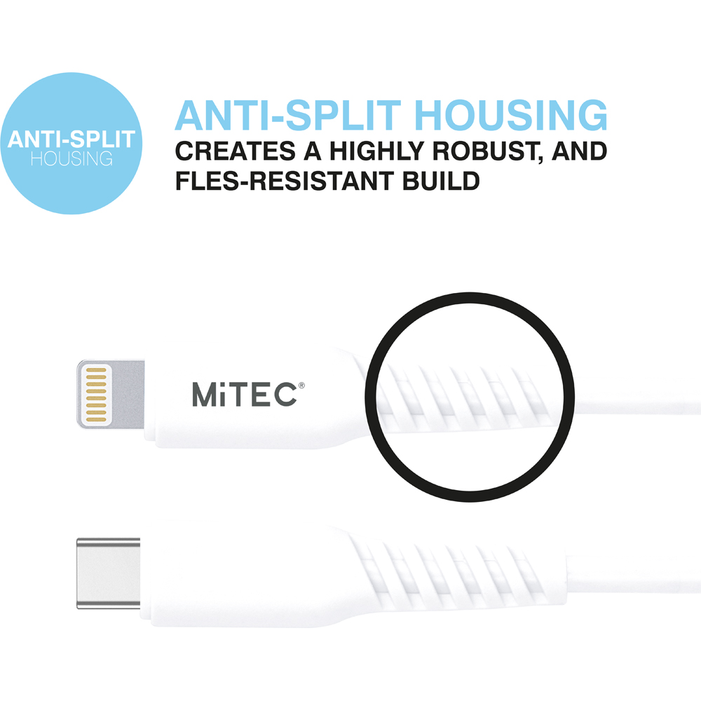 MiTEC MiPOWER 1m Lightning to USB Type C Charge and Sync Cable Image 3