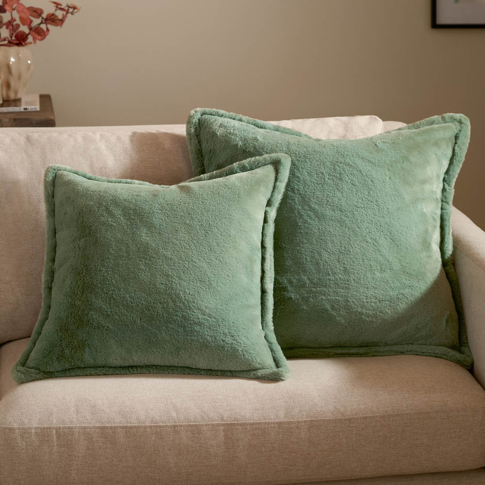 Furn Kallu Frost Green Faux Fur Cushion 55 x 55cm Image 6