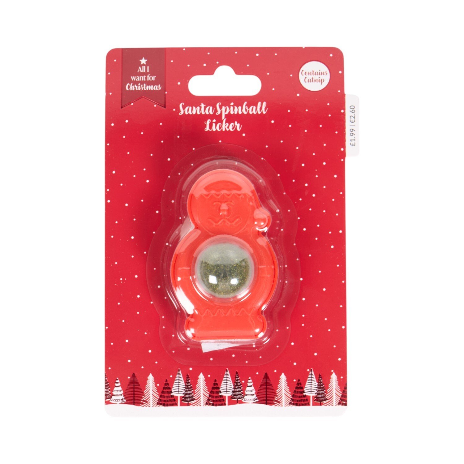 Santa Spinball Catnip Licker Red Image 1