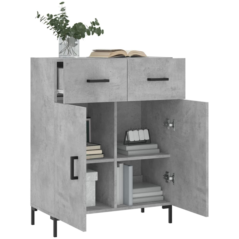 vidaXL 2 Door 2 Drawer Concrete Grey Wooden Sideboard Image 4
