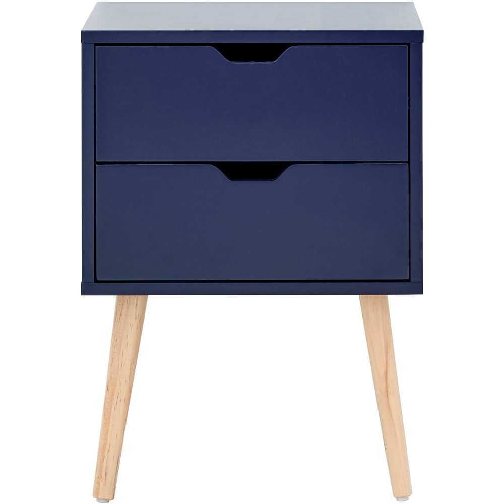 GFW Nyborg 2 Drawer Nightshadow Blue Bedside Table Image 2