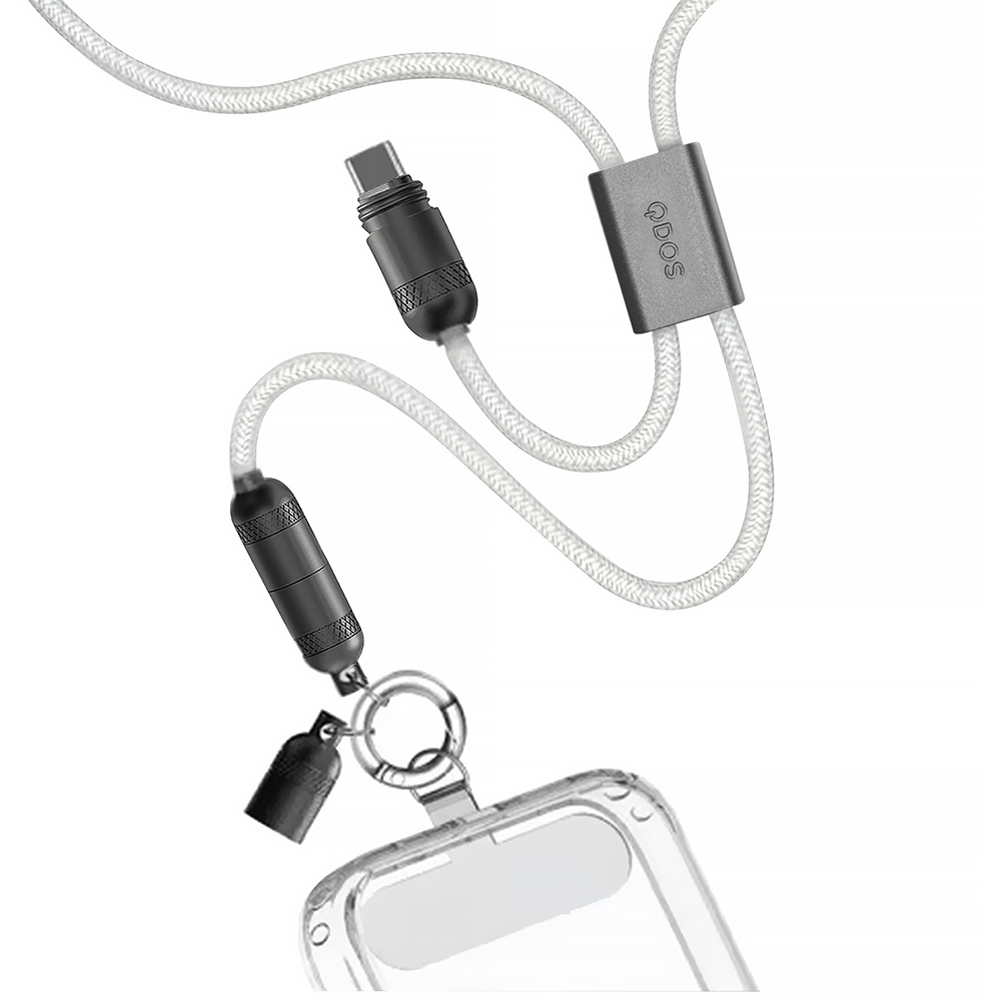 QDOS PowerLoop White USB-C to USB-C Lanyard Cable 1.2m Image 4