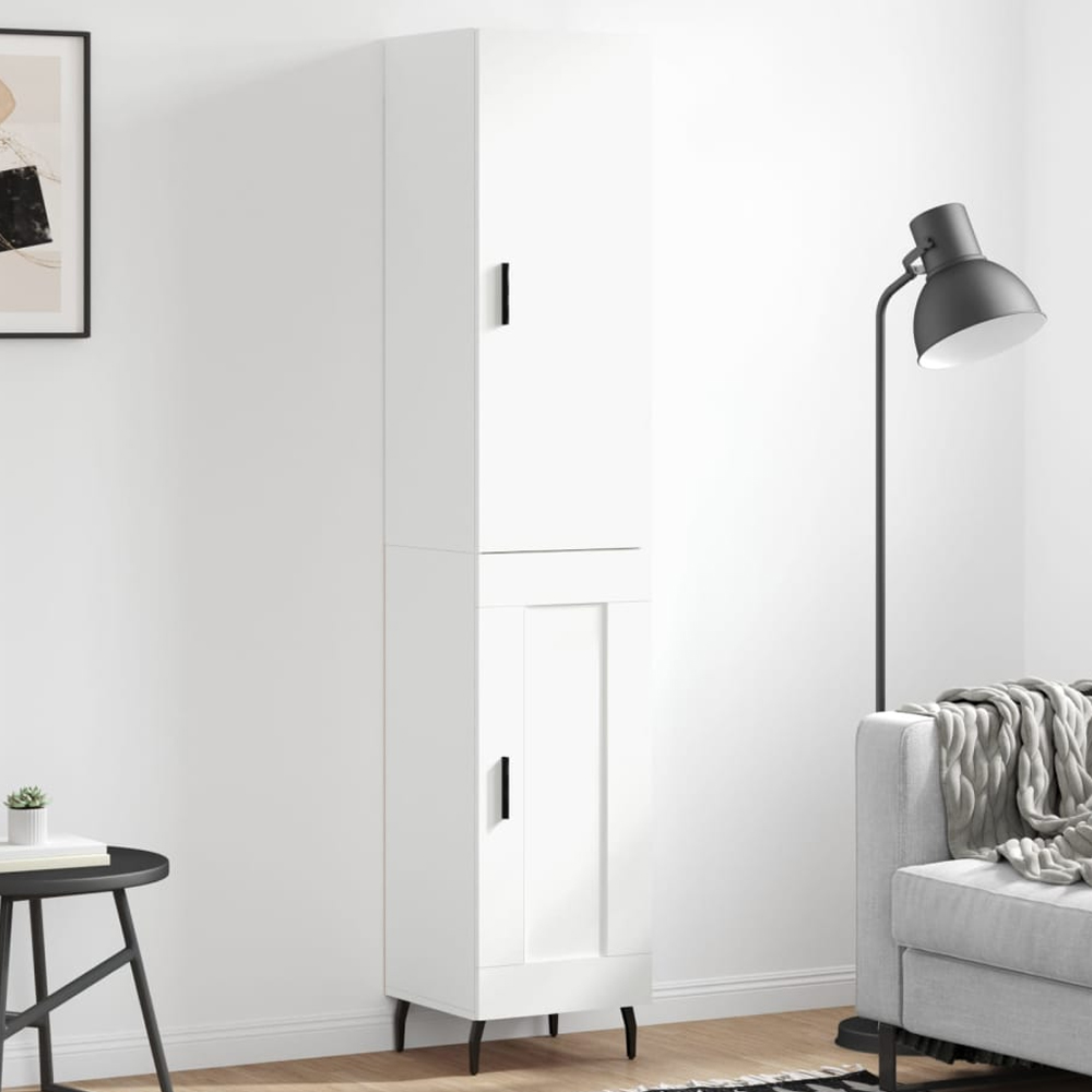 vidaXL 2 Door White Tall Highboard Image 1