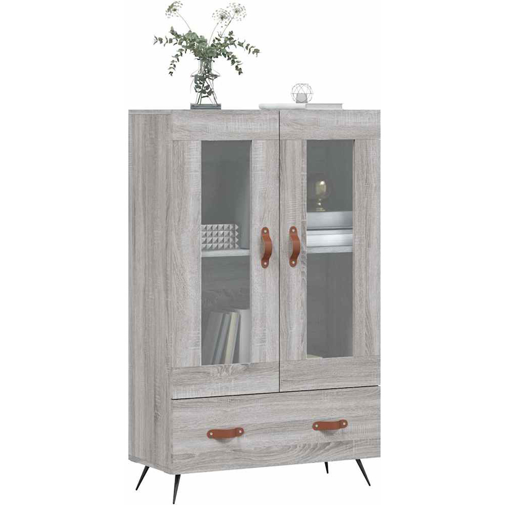 vidaXL 2 Glass Door Single Drawer Grey Sonoma Highboard Image 3