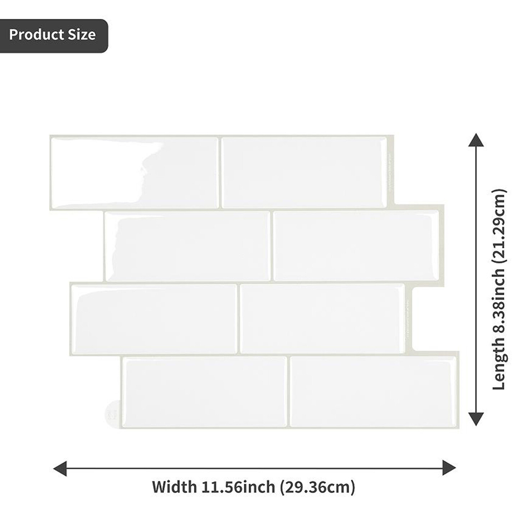 Peel and Stick Bricks Wall Tile Set White Image 2
