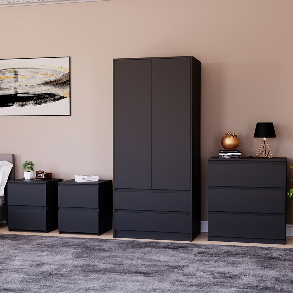 Denver Black 4 Piece Bedroom Furniture Set Image 1
