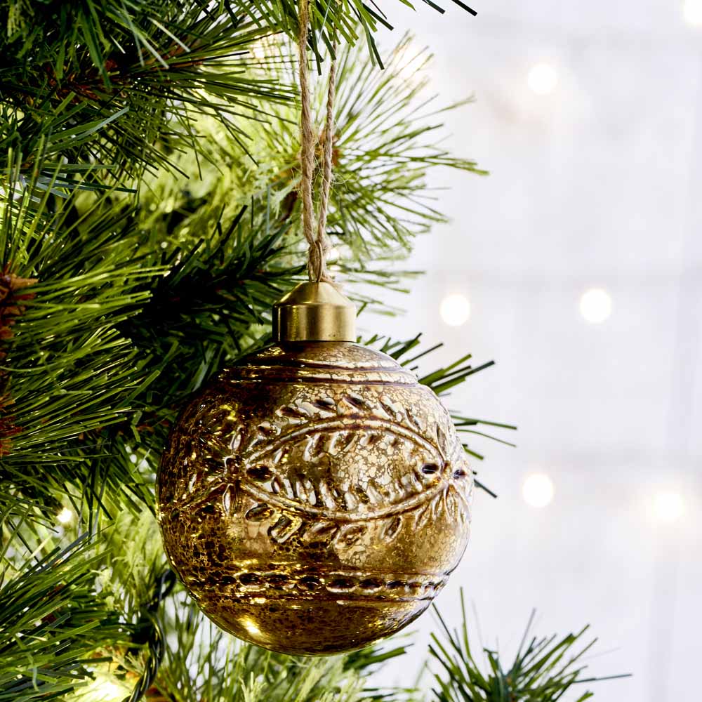 Wilko Midwinter Gold Glass Tree Bauble Image 2