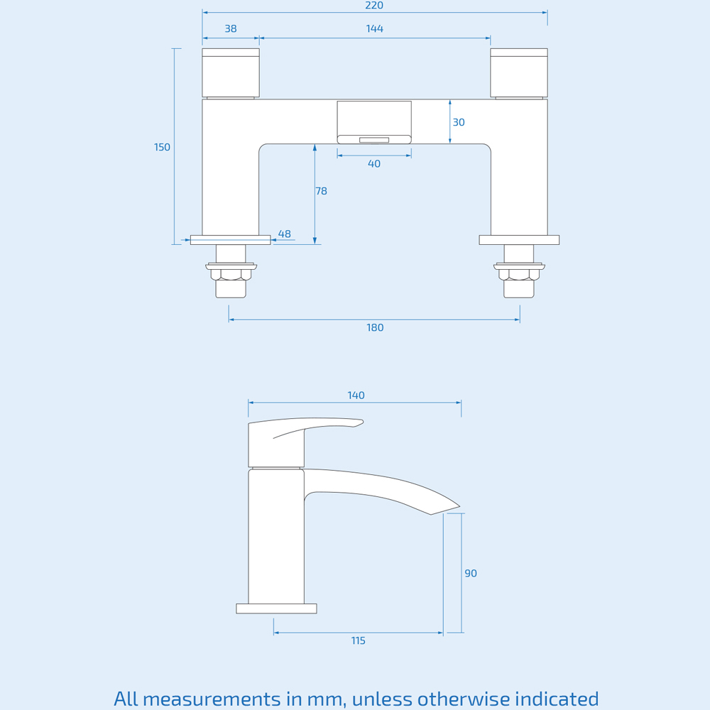 Nes Home Arke Waterfall Chrome Square Bath Filler Tap Image 3