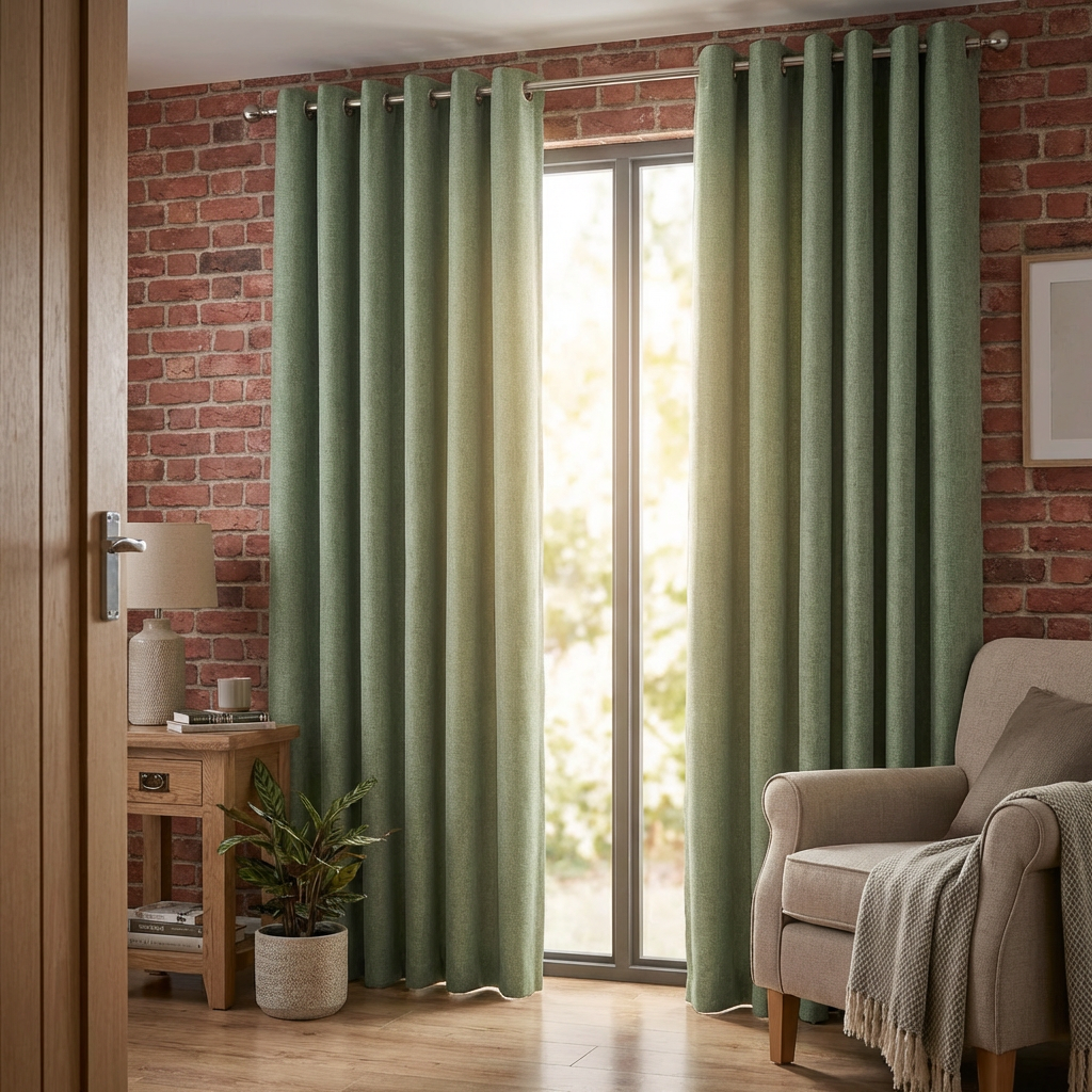 Taylor Blackout Eyelet Curtains Green 229cm Image 7