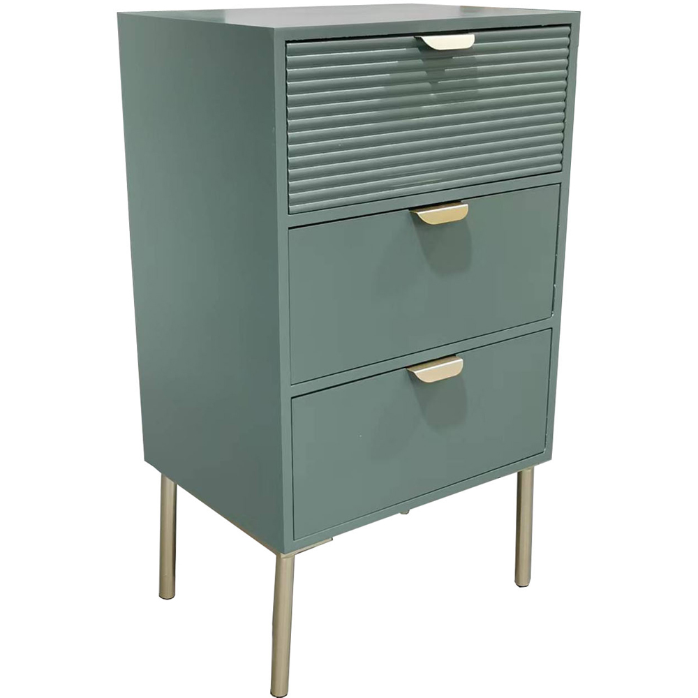 Acacia Home 3 Drawer Green Wooden Chest of Drawers Image 2