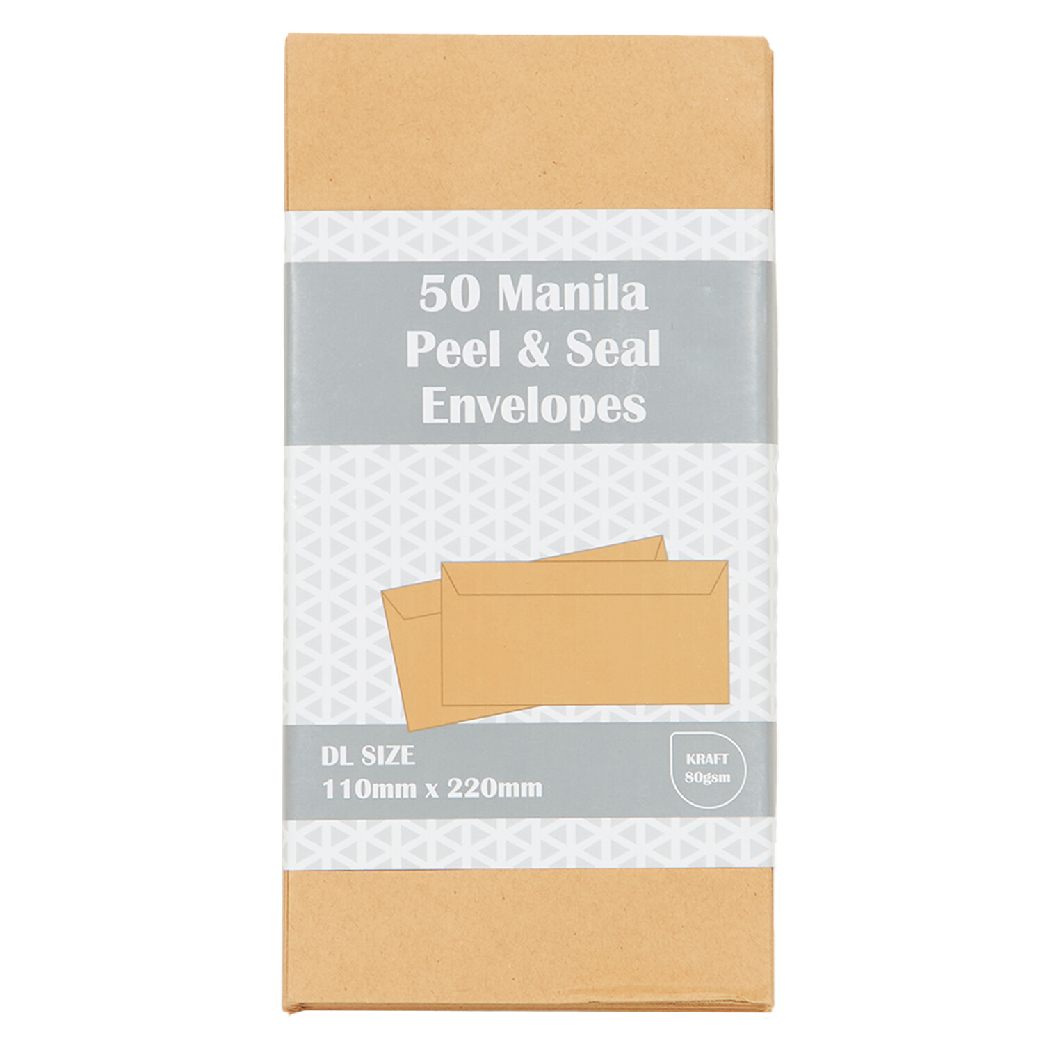 Pack of 50 Peel and Seal Envelopes DL Manilla - Manila Image 1