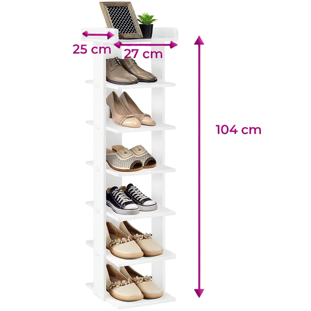 Neo 7 Shelf White Bamboo Shoe Rack Image 7