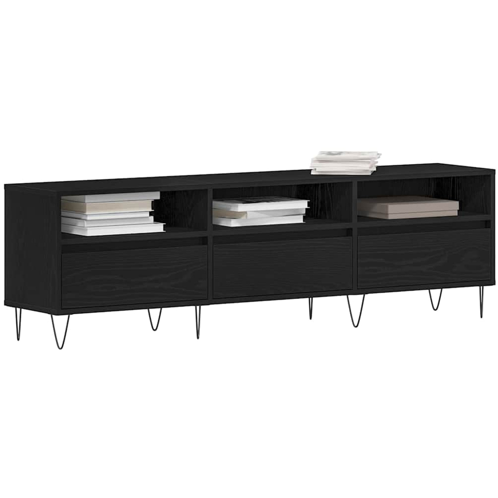 vidaXL 3 Door 3 Shelf Black Oak TV Cabinet Image 3