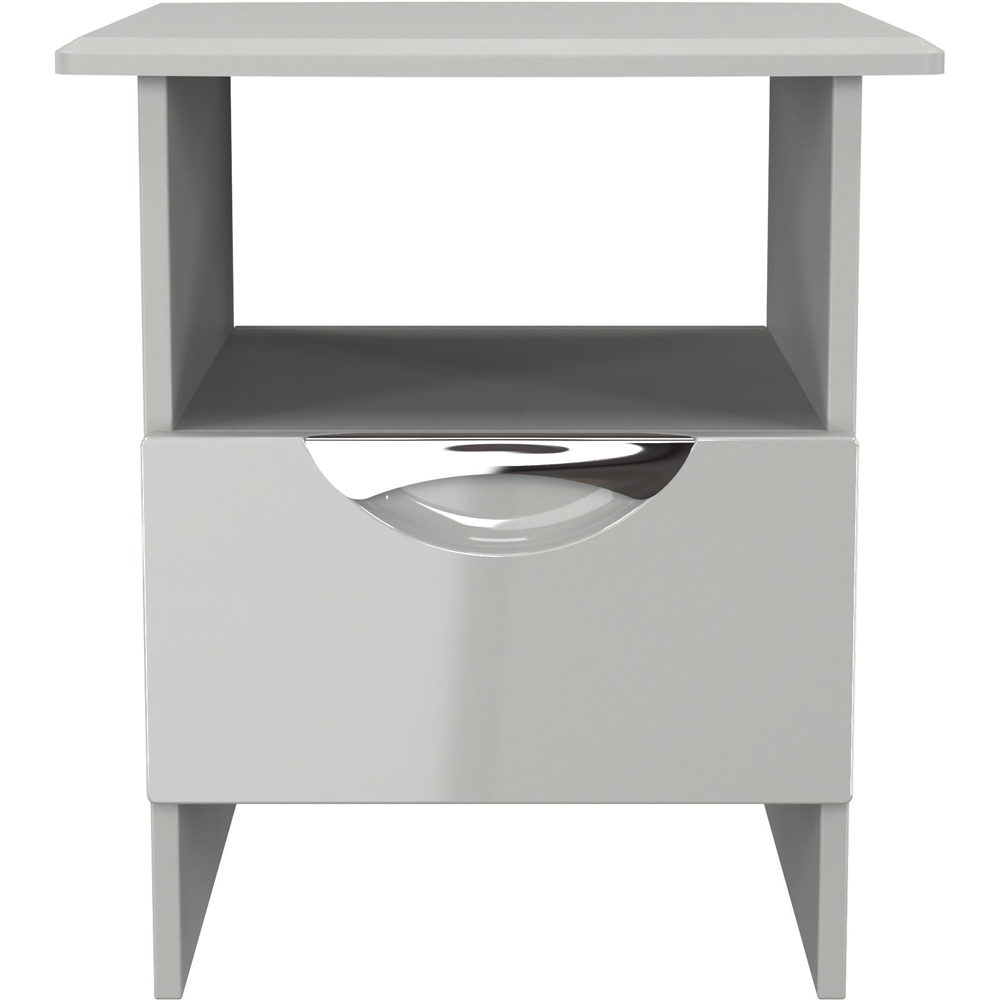 Crowndale Camden Single Drawer Single Shelf Grey Gloss and Dusk Grey Lamp Table Ready Assembled Image 2