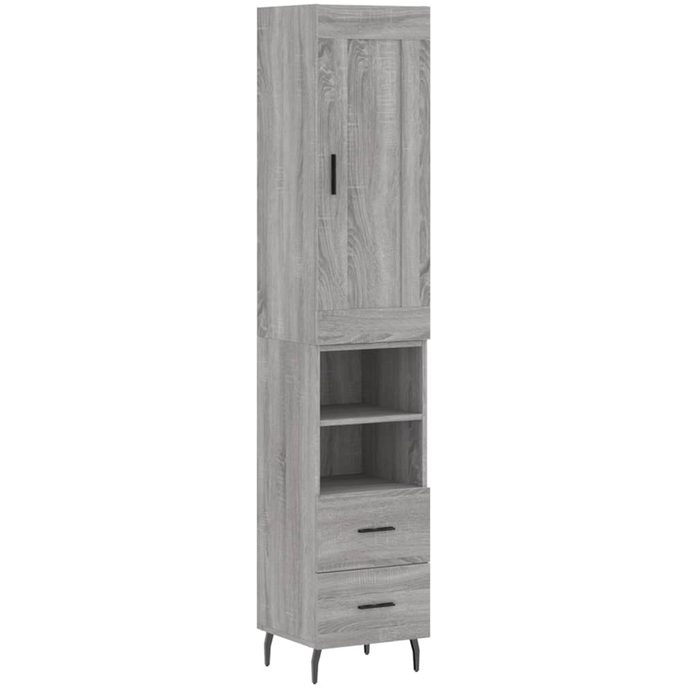 vidaXL Single Door 2 Drawer 2 Shelf Grey Sonoma Highboard Image 2
