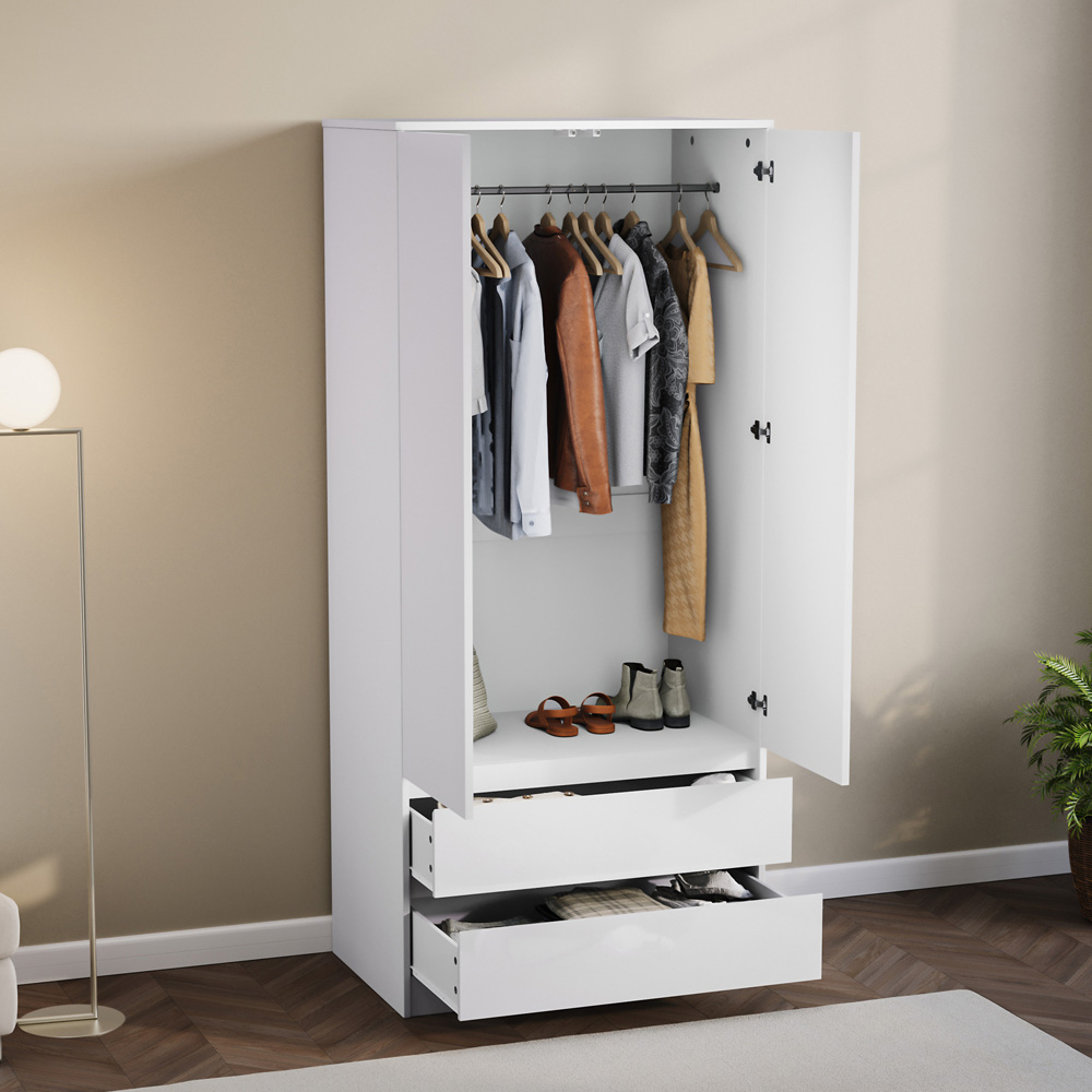 VIDA DESIGNS Glinton 2 Door 2 Drawer White Wardrobe Image 4