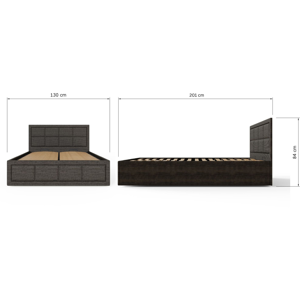 GFW Jamie Small Double Grey Hopsack Fabric End-Lift Ottoman Bed with Headboard Image 9