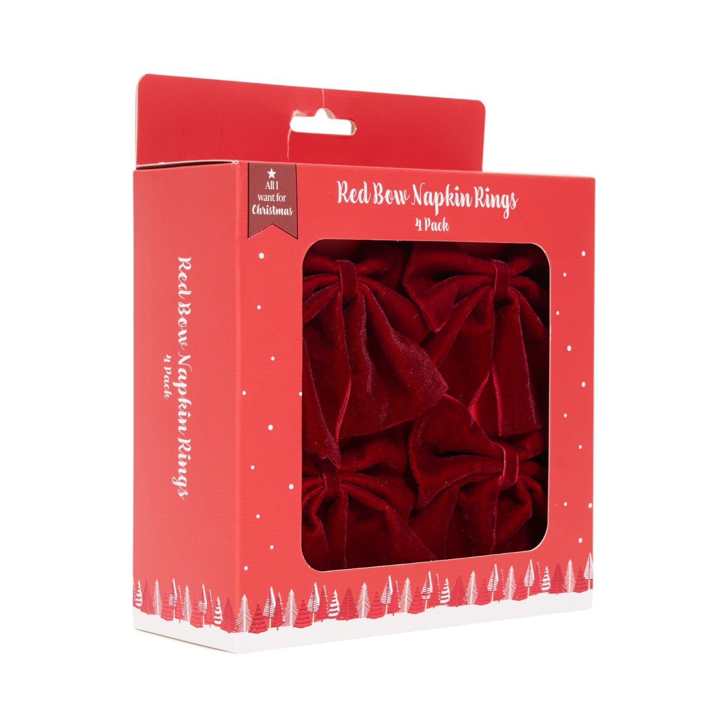 Pack of 4 Bow Napkin Rings Red Image 3