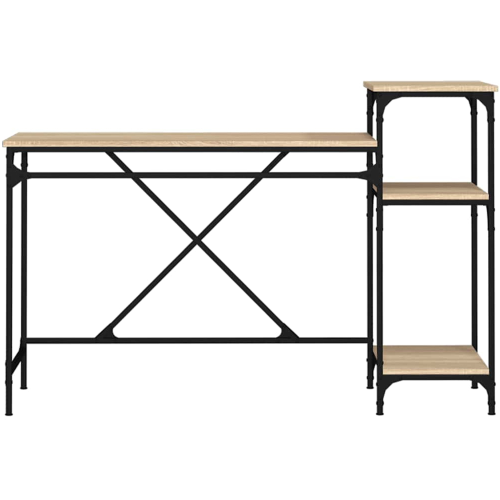 vidaXL 3 Shelf Industrial Style Computer Desk Sonoma Oak Image 4
