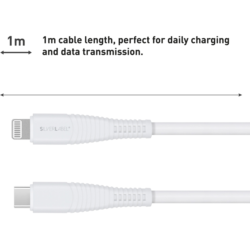 SilverLabel White USB-C to Lightning Cable 1m Image 7