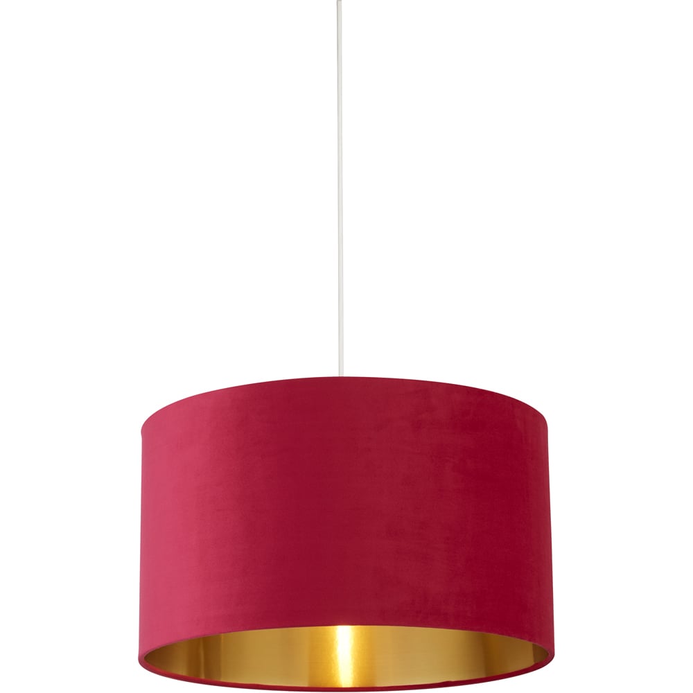 Lighting Collection Burgundy Gold Inner Velvet Drum Shade 45cm Image 3