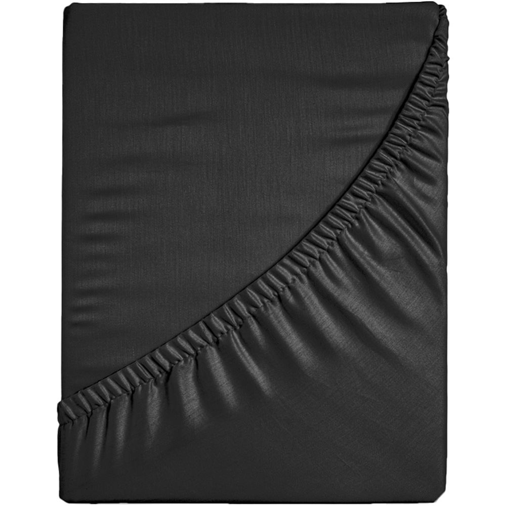 Velosso Microfibre Super King Size Black Fitted Sheet Image 1