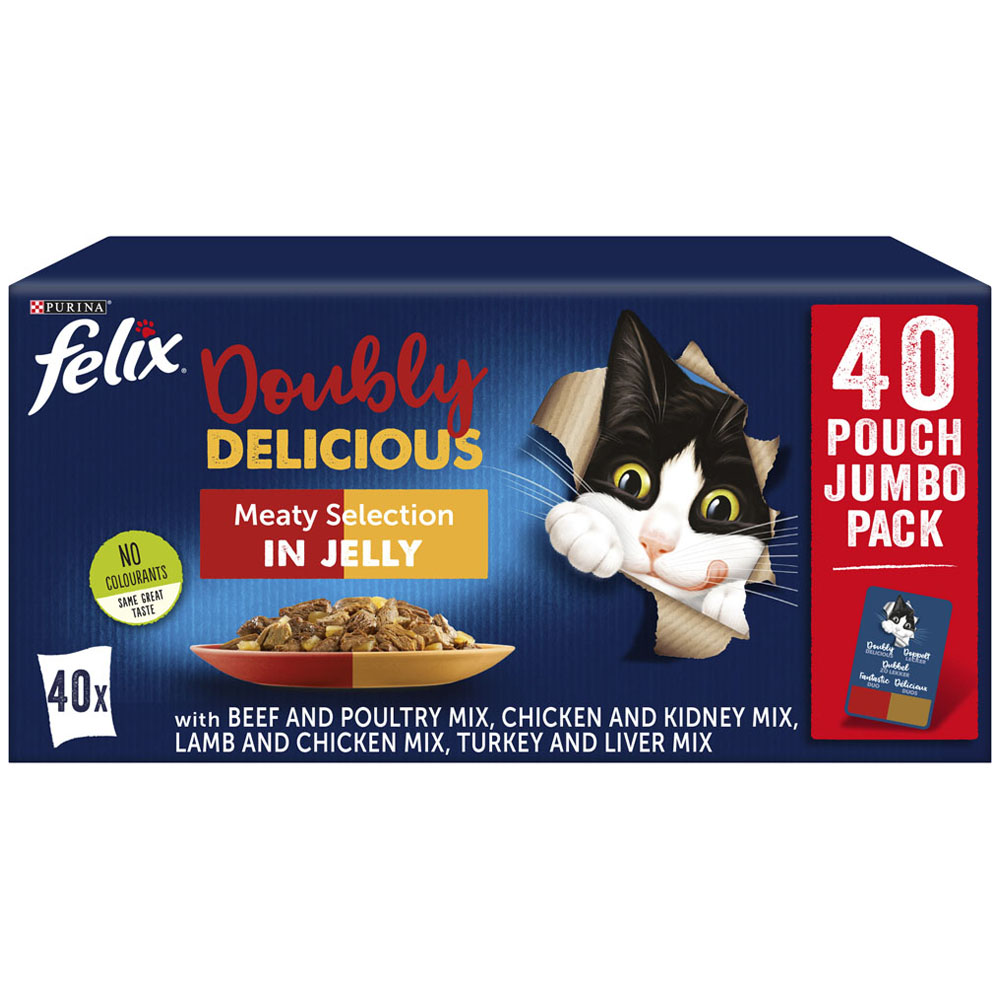 Felix Doubly Delicious Cat Food Meaty 40 x 100g   Image 1