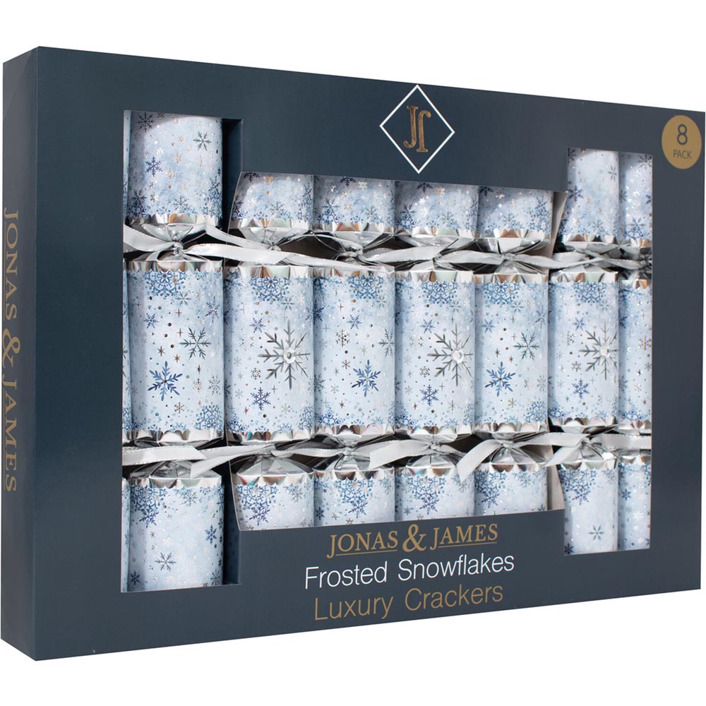 Pack of 8 Frosted Snowflakes Deluxe Crackers - Silver Image 3