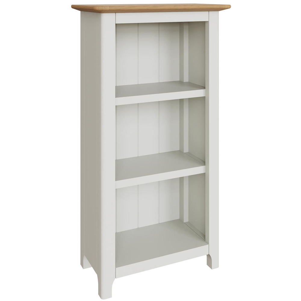 FWStyle Taberno 3 Shelf White Linen and Oak Bookcase Image 2