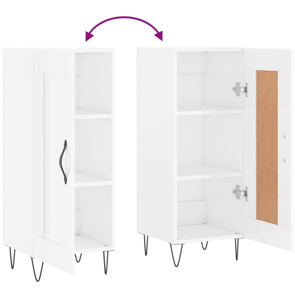 vidaXL Single Door High Gloss White Sideboard Image 9