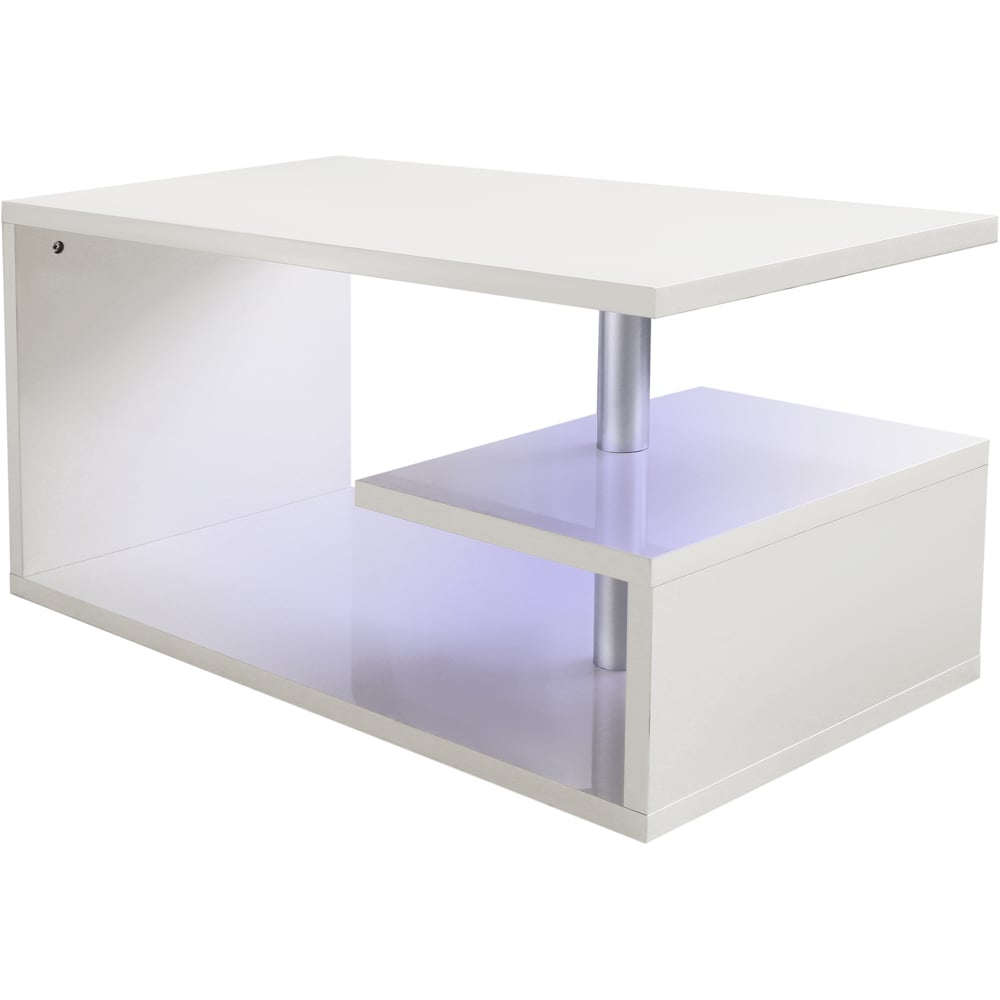 Comfy Living White High Gloss Abstract LED Coffee Table Image 2