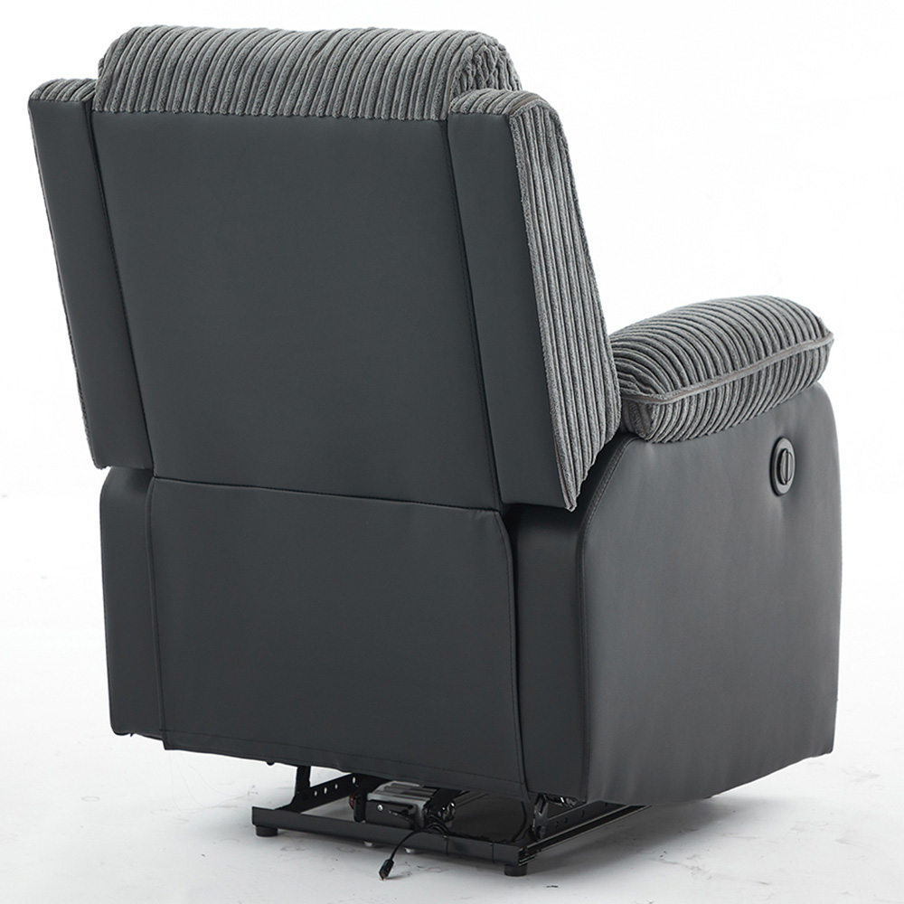 Furniture One Grey Sectional Corduroy Electric Recliner Sofa Chair Image 5