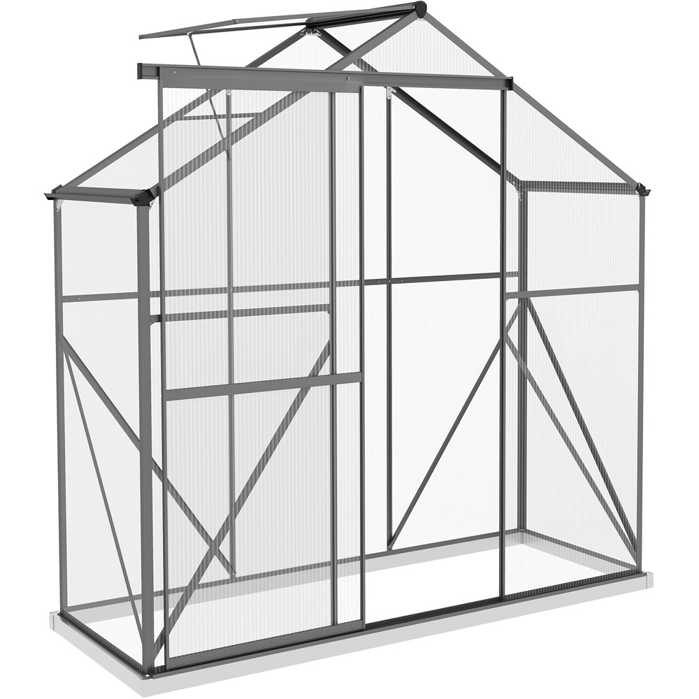 Outsunny Dark Grey Aluminium Polycarbonate 6 x 2.5ft Greenhouse Image 1