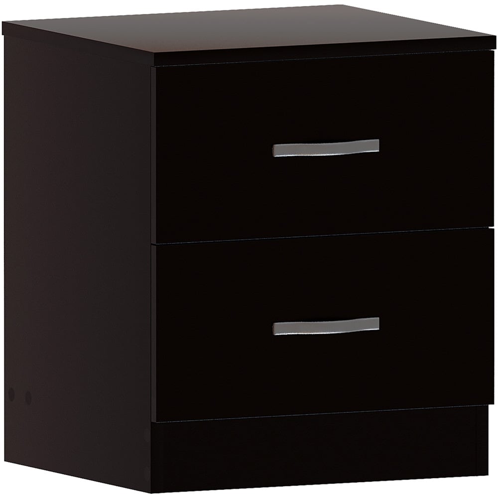 Vida Designs Riano 2 Drawer Black Bedside Table Image 2