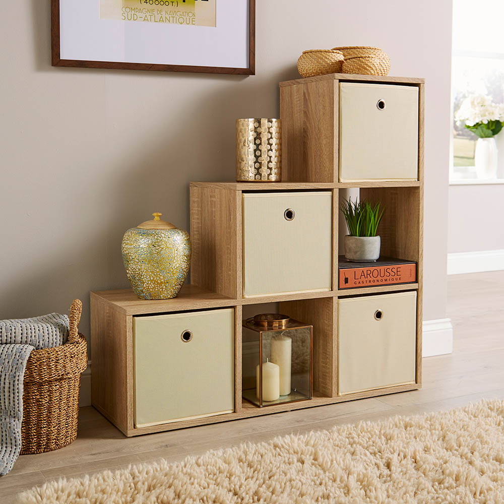 Home Source 6 Cube Oak Storage Unit Image 7