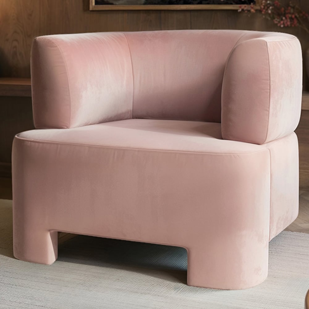 Solace+Co Cleo Pink Velvet Accent Chair Image 1